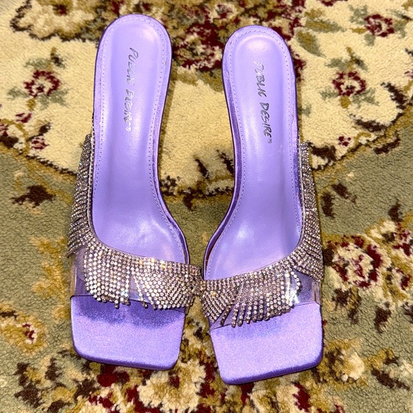 Public Desire Purple Crystal Embellished Heels - Picture 5 of 5